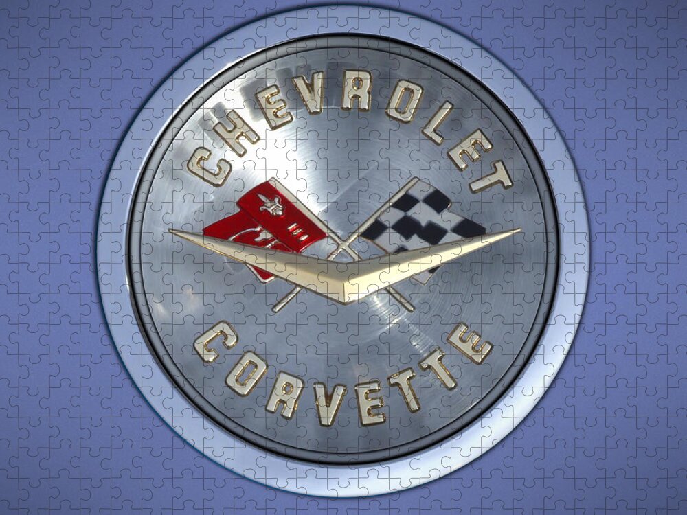 Chevrolet Corvette Jigsaw Puzzle featuring the photograph 60 Chevy Corvette Emblem by Mike McGlothlen
