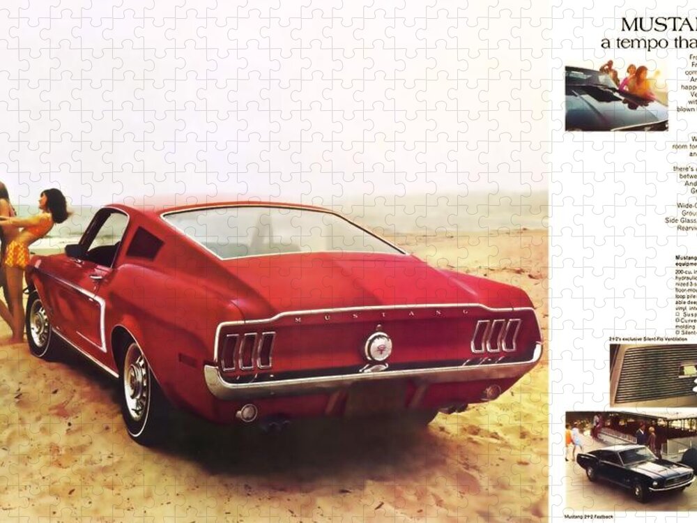 68 Ford Mustang Gt 2 Plus 2 Jigsaw Puzzle featuring the photograph 68 Ford Mustang Gt 2 plus 2 by Vintage Collectables