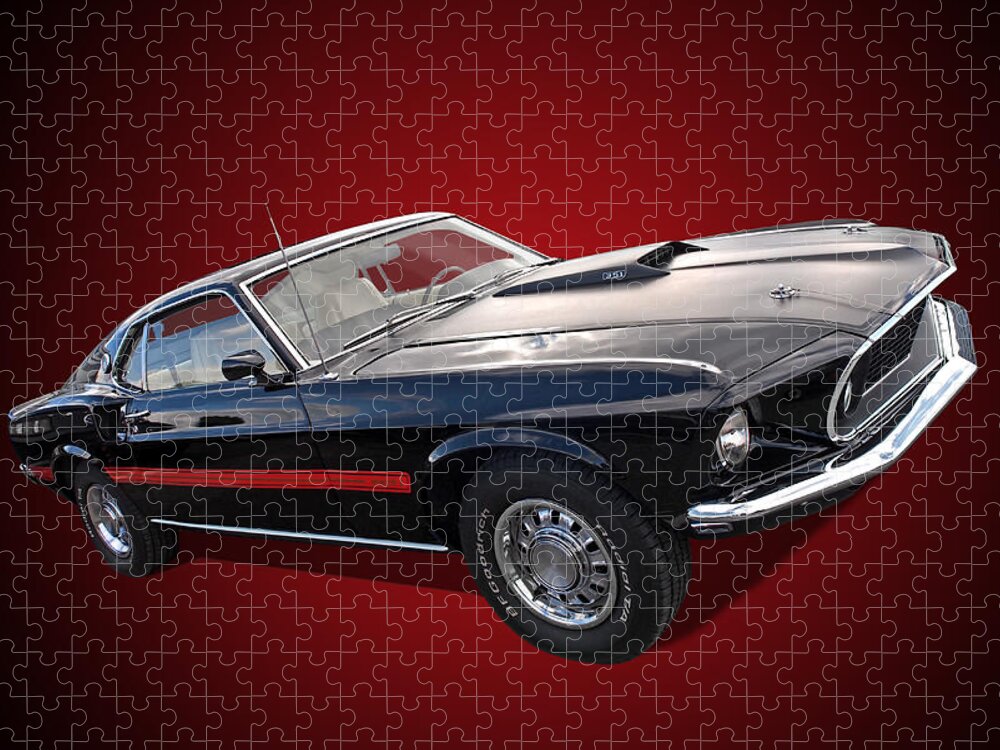 Mustang Jigsaw Puzzle featuring the photograph 69 Mach1 on Red by Gill Billington