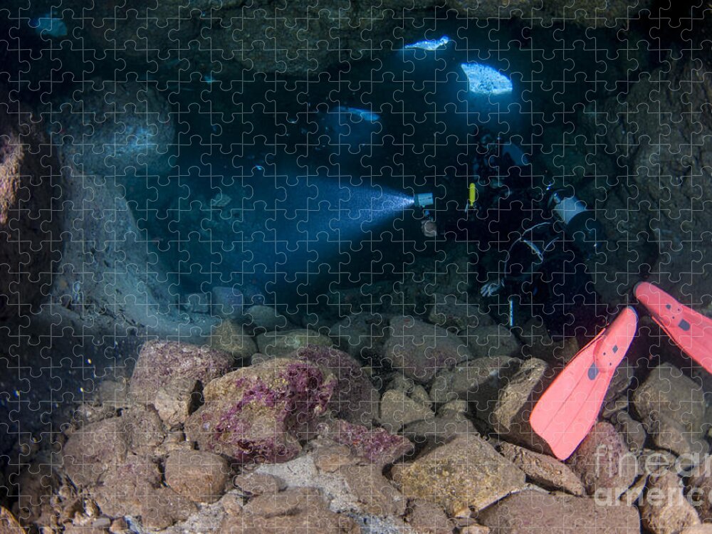 Mediterranean Jigsaw Puzzle featuring the photograph Mediterranean sea caves #7 by Hagai Nativ