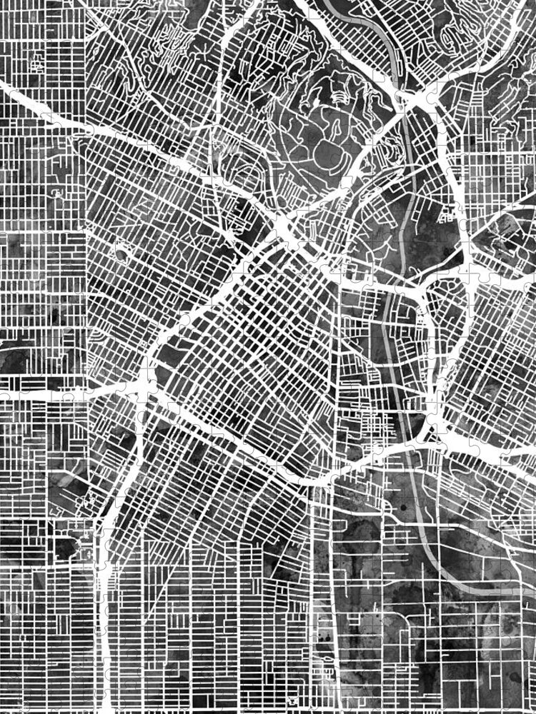 Los Angeles Jigsaw Puzzle featuring the digital art Los Angeles City Street Map #8 by Michael Tompsett