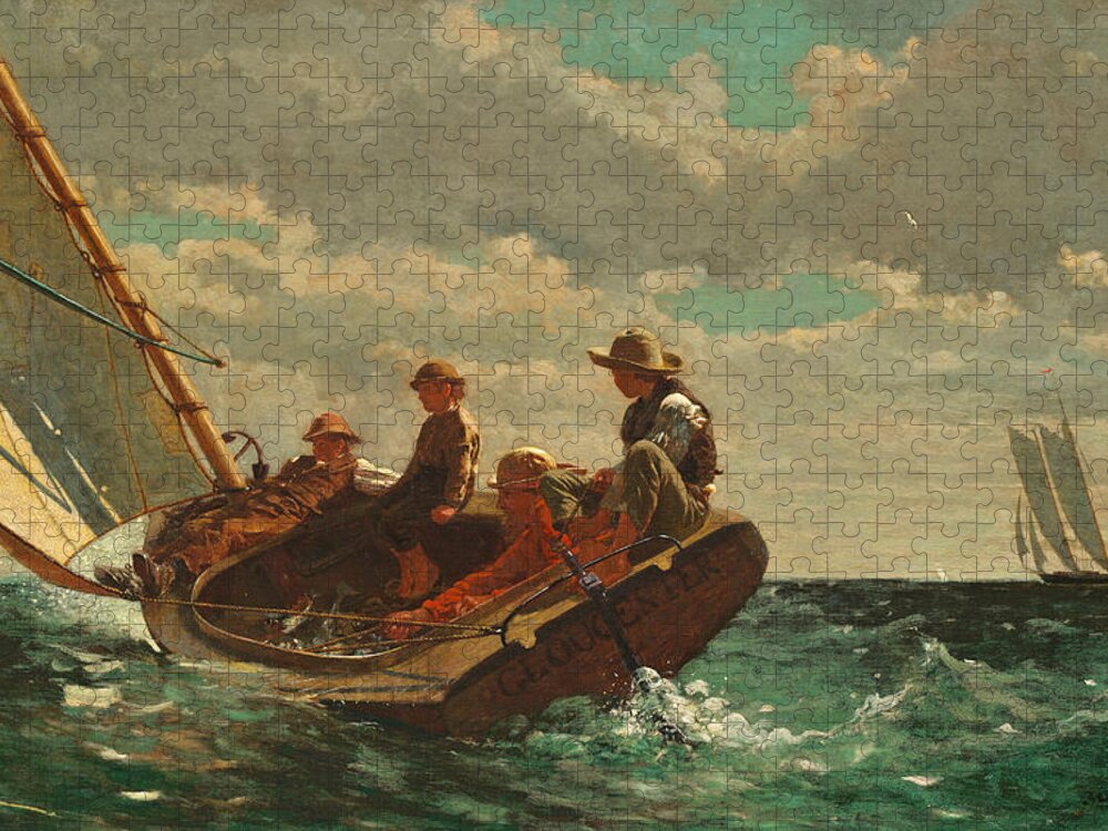 Brezing Up Jigsaw Puzzle featuring the painting Breezing Up by Winslow Homer