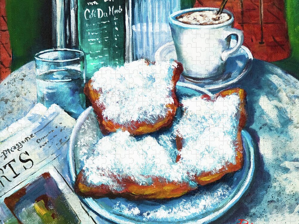New Orleans Food Jigsaw Puzzle featuring the painting A Beignet Morning by Dianne Parks