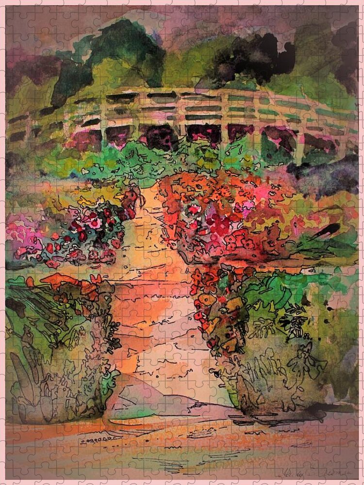 Forest Jigsaw Puzzle featuring the painting A Charming Path by Mindy Newman