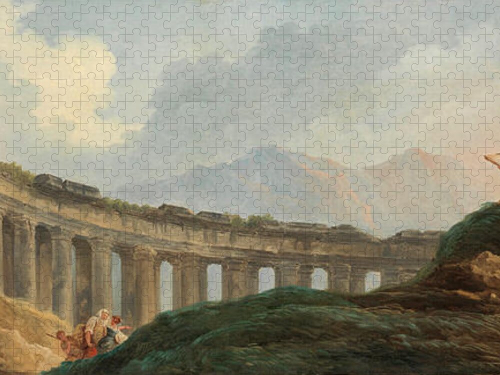 Hubert Robert Jigsaw Puzzle featuring the painting A Colonnade in Ruins by Hubert Robert