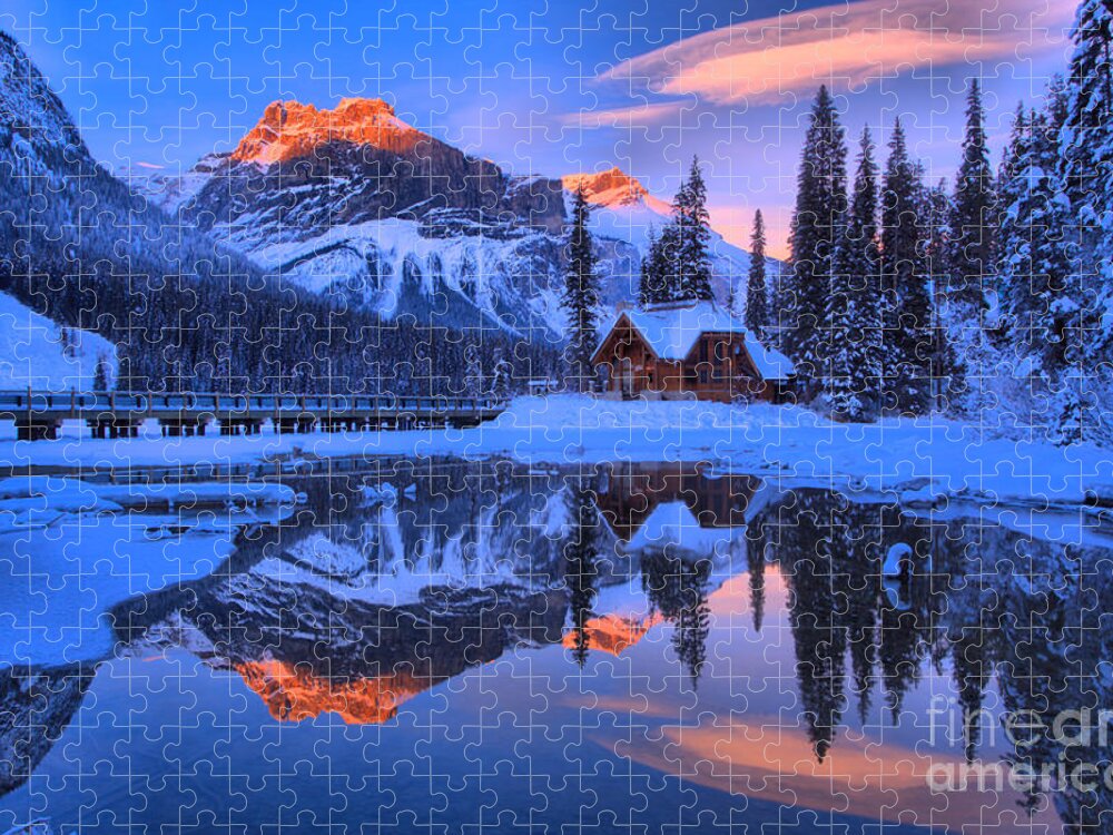 Emerald Lake Jigsaw Puzzle featuring the photograph A Dash of Sunset Color by Adam Jewell