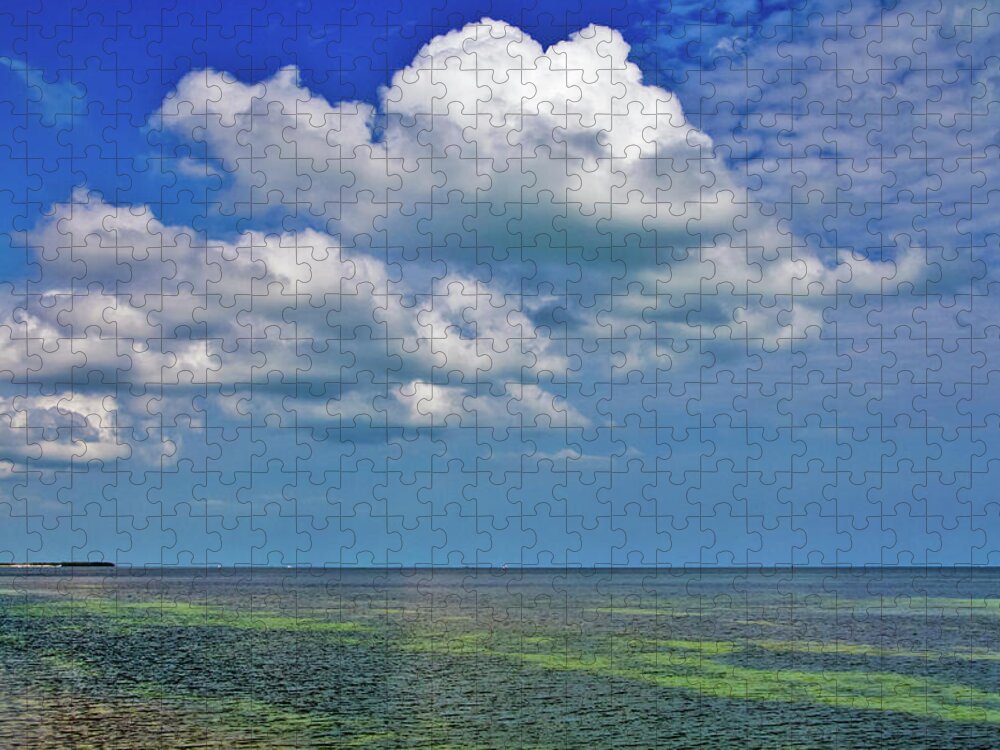 Blue Jigsaw Puzzle featuring the photograph A Few Clouds in KeyWest by Bob Slitzan