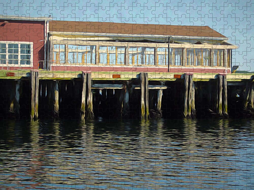 Landscape Jigsaw Puzzle featuring the mixed media A Halifax Pier by Susan Lafleur