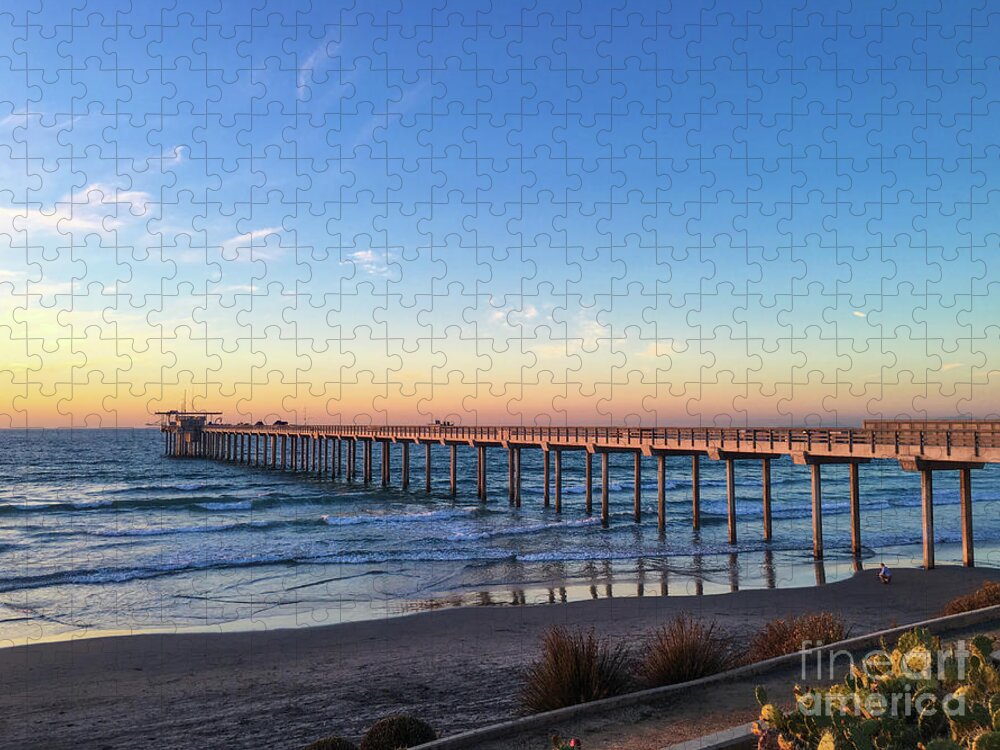 Beach Jigsaw Puzzle featuring the photograph A Long Look at Scripps Pier at Sunset by David Levin