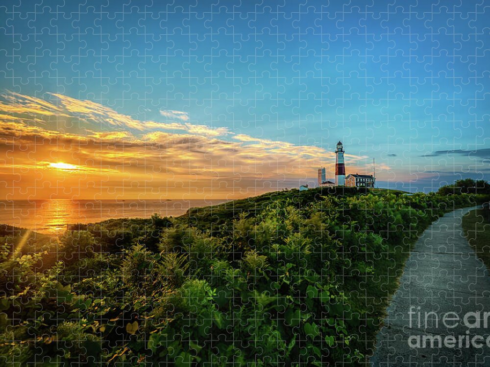 Long Island Fine Art Photography Jigsaw Puzzle featuring the photograph A Montauk Lighthouse Sunrise by Alissa Beth Photography