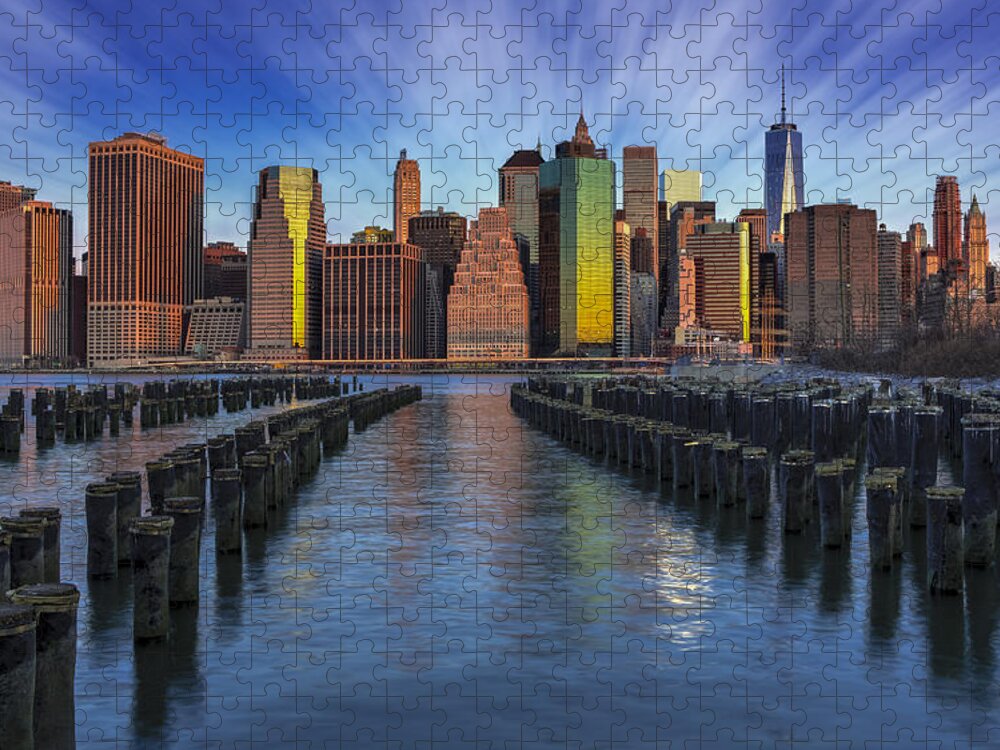 Brooklyn Jigsaw Puzzle featuring the photograph A New York City Day Begins by Susan Candelario
