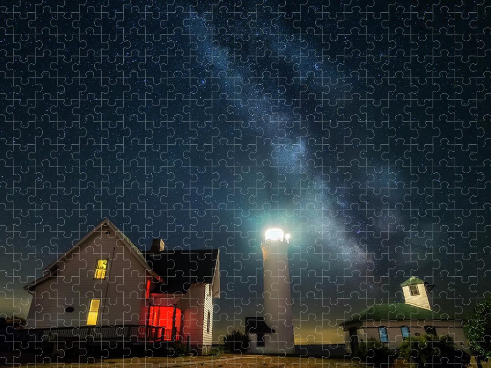 Tibbetts Point Lighthouse Jigsaw Puzzle featuring the photograph A Night at Cape Vincent by Mark Papke