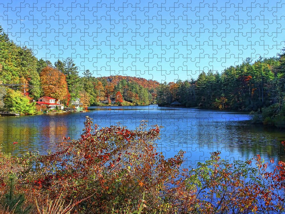 Lake Sequoyah Jigsaw Puzzle featuring the photograph A North Carolina Autumn by HH Photography of Florida