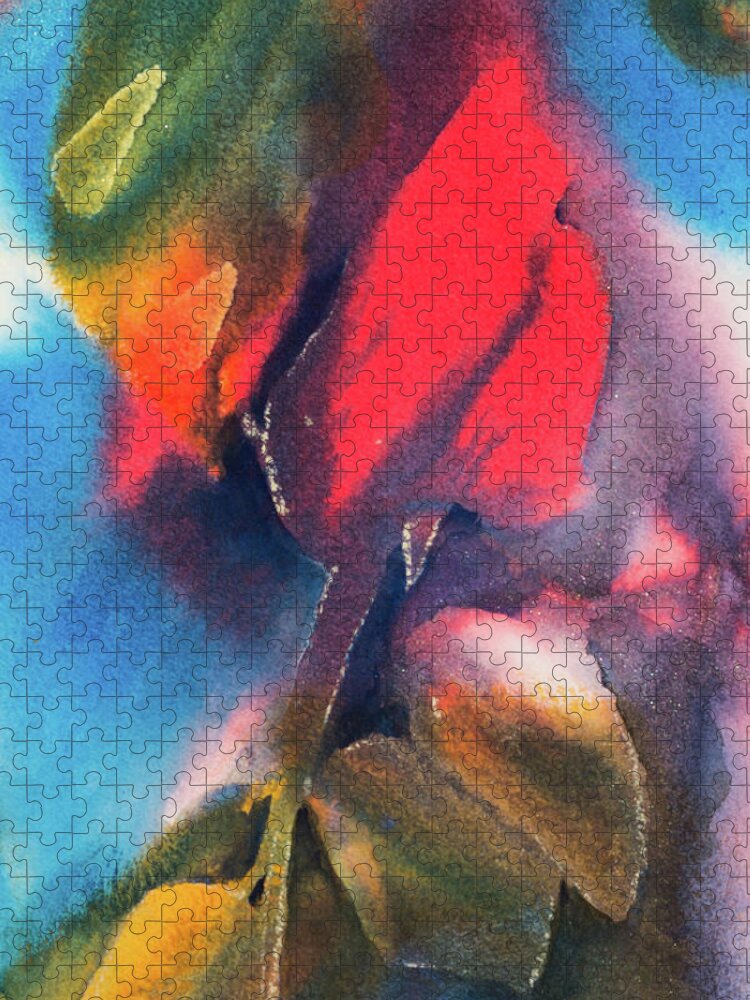 Watercolor Jigsaw Puzzle featuring the painting A Rose By Any Other Name by Lee Beuther