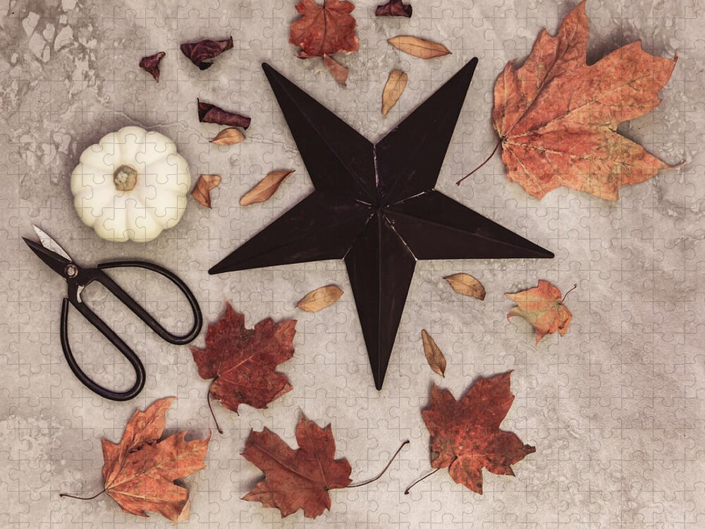 Star Jigsaw Puzzle featuring the photograph A Star Among the Autumn Leaves by Kim Hojnacki