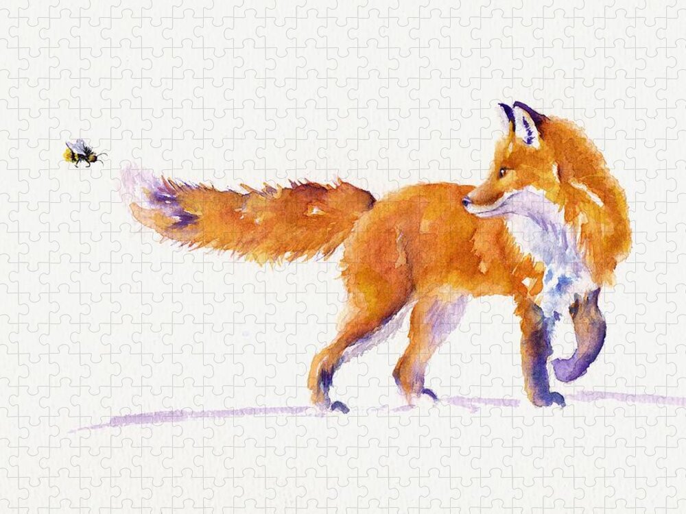 Fox Jigsaw Puzzle featuring the painting A sting in the tail - Red Fox by Debra Hall