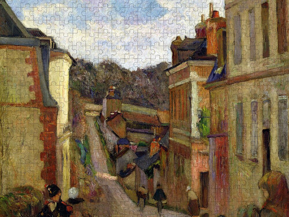 A Suburban Street Jigsaw Puzzle featuring the painting A Suburban Street by Paul Gauguin