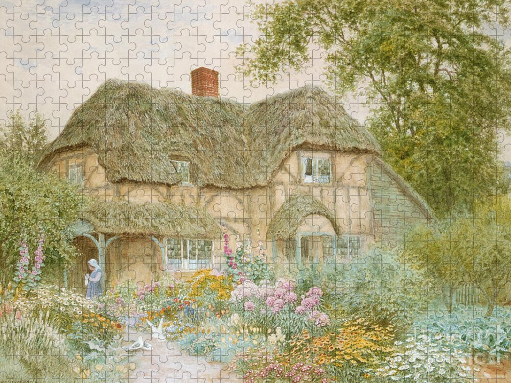 A Surrey Cottage By Arthur Claude Strachan Jigsaw Puzzle featuring the painting A Surrey Cottage by Arthur Claude Strachan