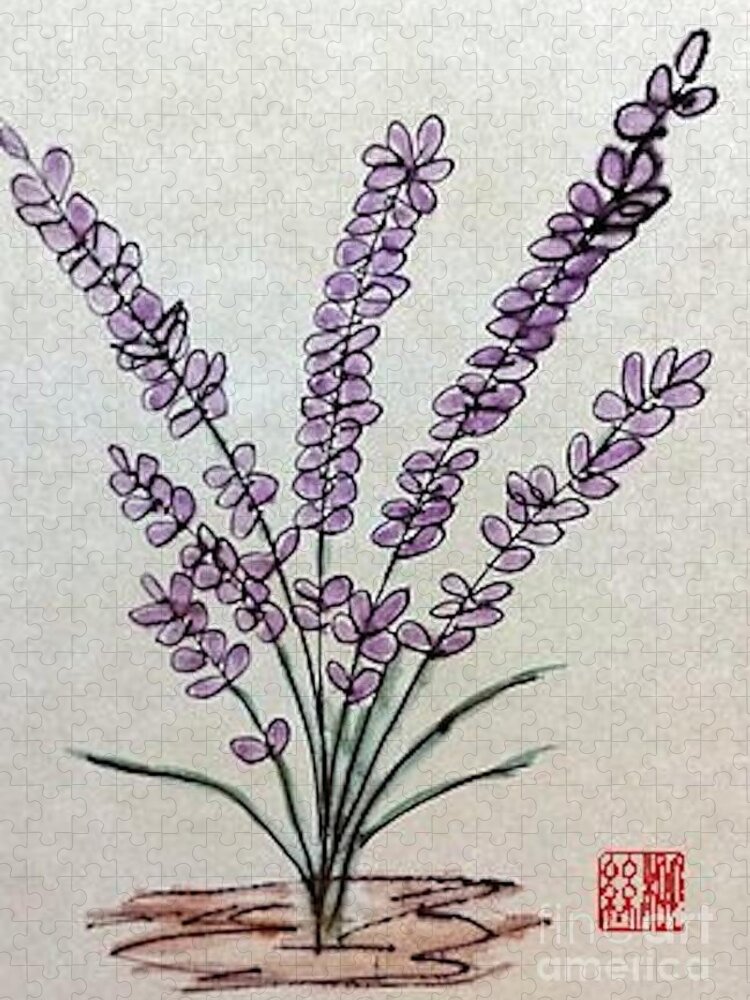 Lavender Jigsaw Puzzle featuring the painting A Touch of Lavender by Margaret Welsh Willowsilk