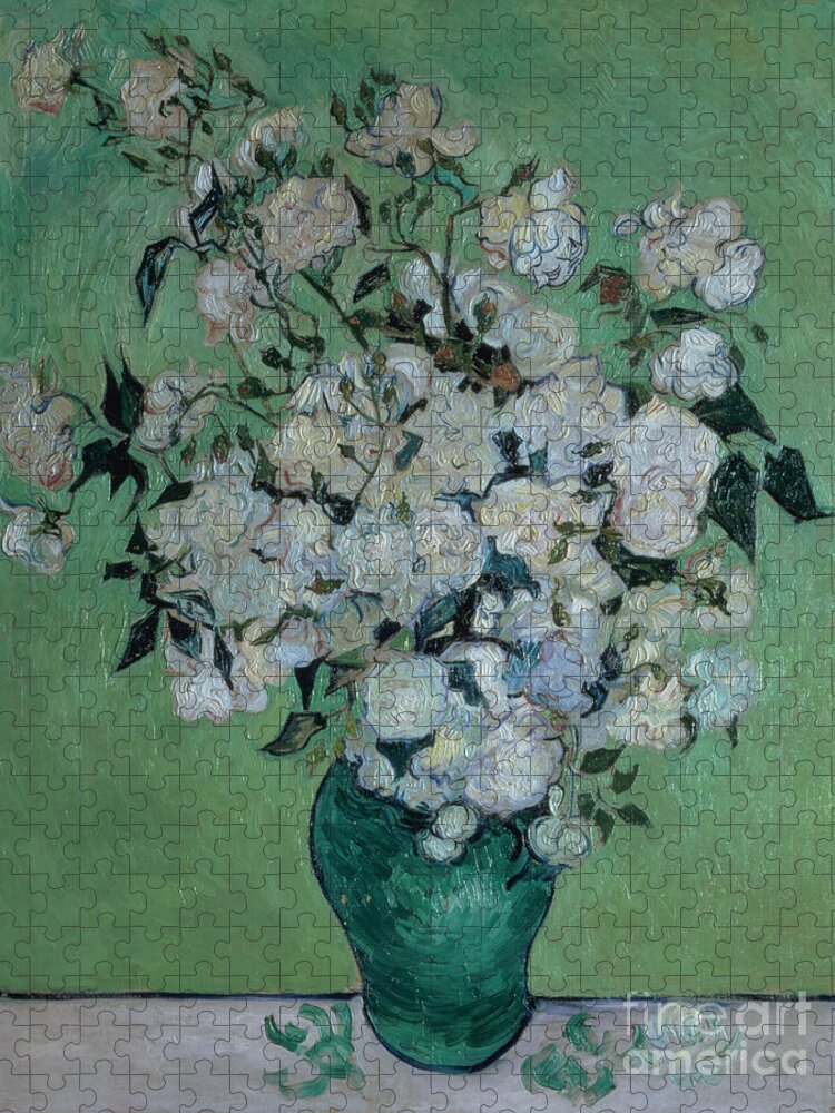 Vase Puzzle featuring the painting A Vase of Roses by Vincent van Gogh