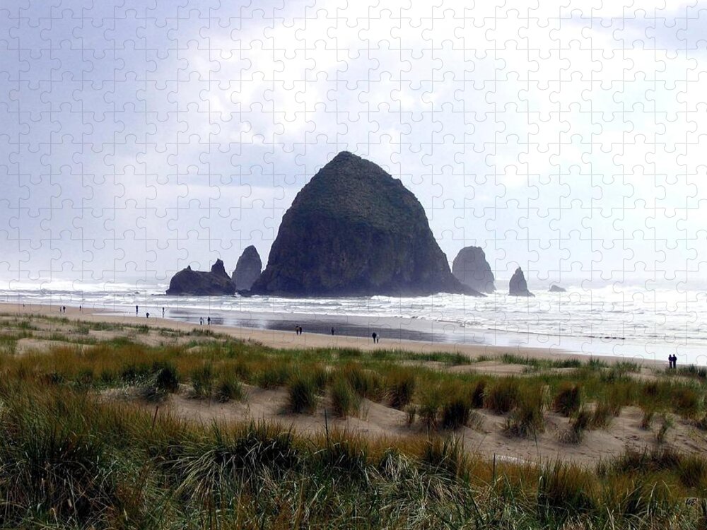 Cannon Beach Jigsaw Puzzle featuring the photograph A Walk In The Mist by Will Borden