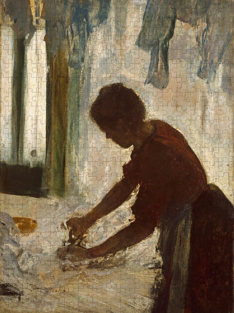 Edgar Degas Jigsaw Puzzle featuring the painting A Woman Ironing by Edgar Degas