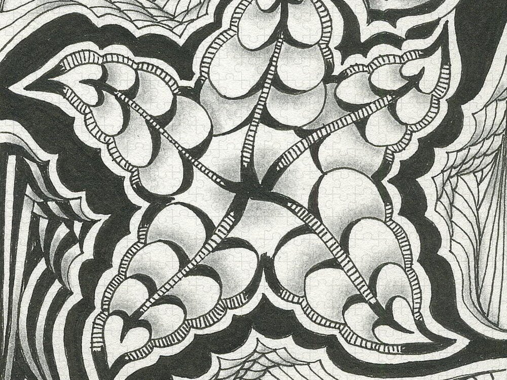 Zentangle Jigsaw Puzzle featuring the drawing A Woman's Heart by Jan Steinle