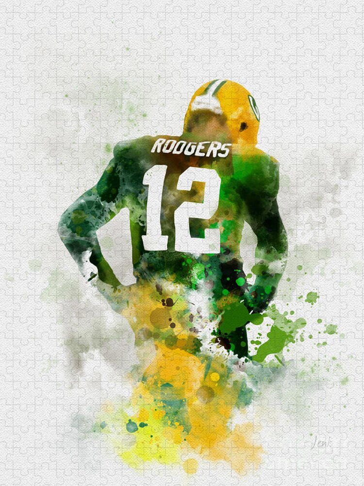 Aaron Rodgers Jigsaw Puzzle featuring the mixed media Aaron Rodgers by My Inspiration