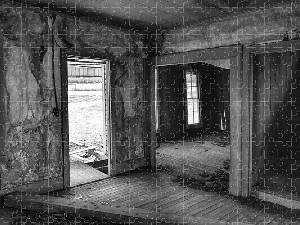Black And White Jigsaw Puzzle featuring the photograph Abandoned #2 by Bonnie Bruno