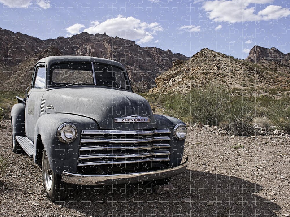 Nelson Jigsaw Puzzle featuring the photograph Abandoned Chevy in the Desert by Kristia Adams
