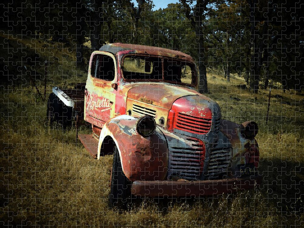 Abandoned Dodge Truck Jigsaw Puzzle featuring the photograph Abandoned Dodge Truck Watercolor by Frank Wilson