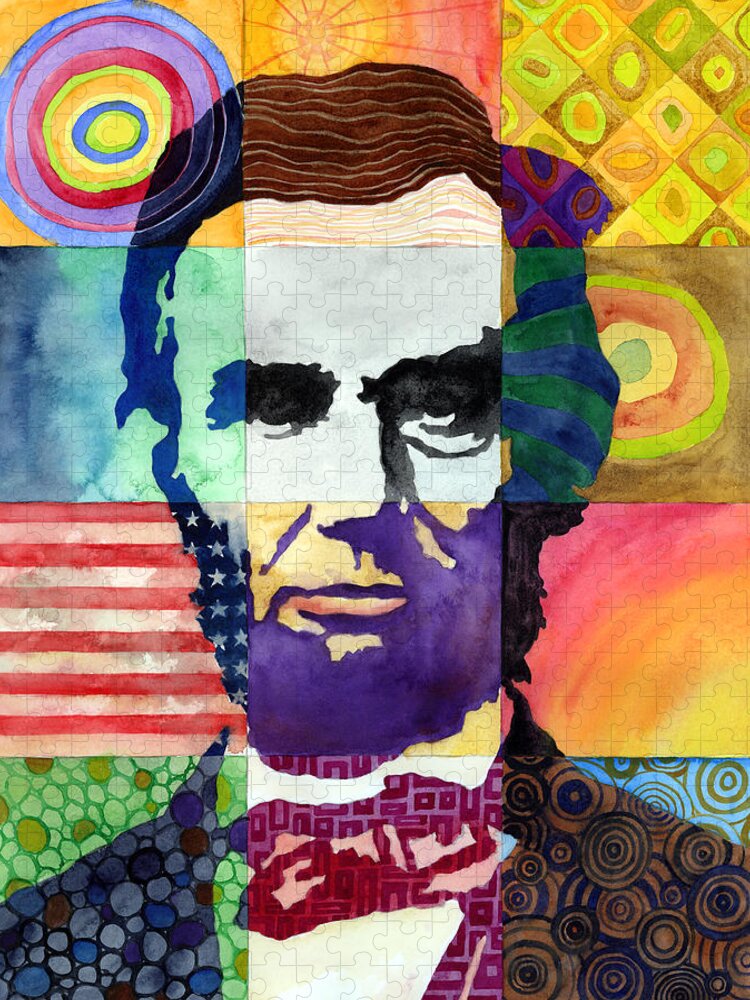 Abraham Jigsaw Puzzle featuring the painting Abraham Lincoln Portrait Study by Hailey E Herrera