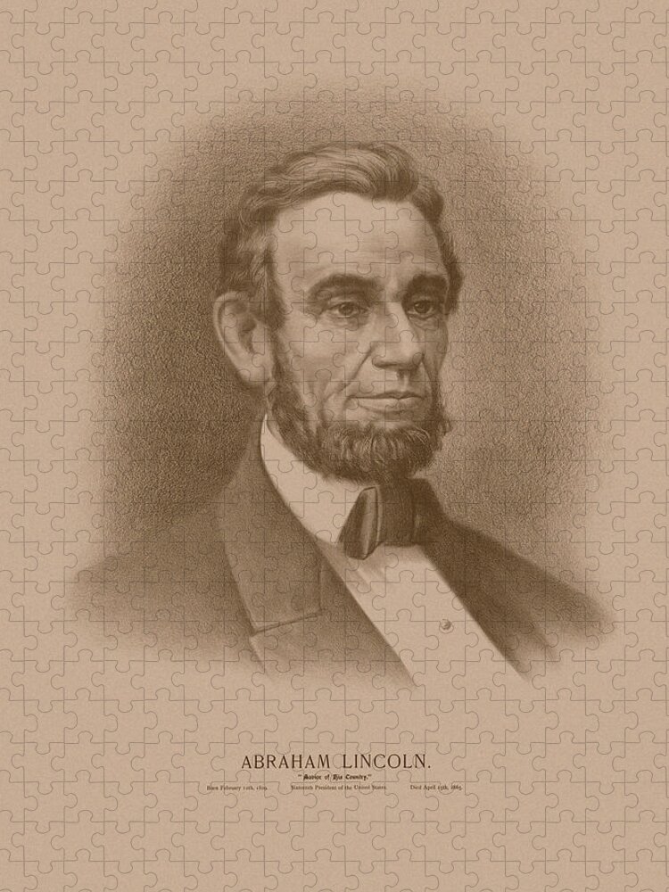 Abraham Lincoln Jigsaw Puzzle featuring the drawing Abraham Lincoln - Savior Of His Country by War Is Hell Store