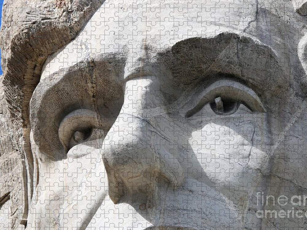 Mount Rushmore Jigsaw Puzzle featuring the photograph Abraham Lincolns Eyes Mount Rushmore 8785 by Jack Schultz