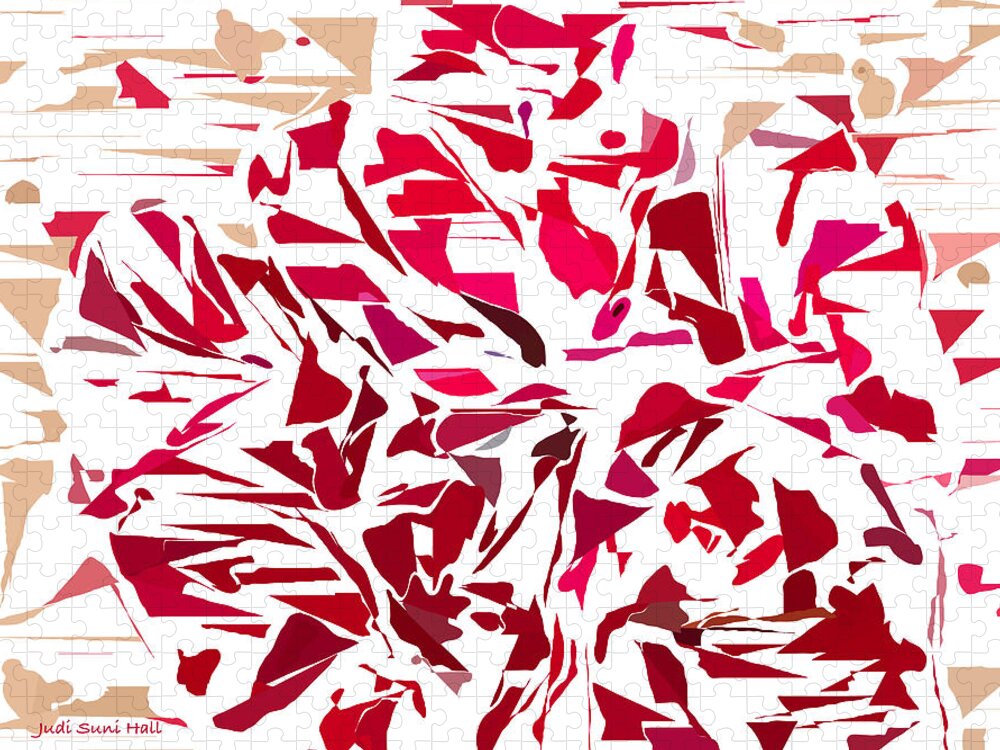 Abstract Geranium Jigsaw Puzzle featuring the digital art Abstract Geranium by Judi Suni Hall