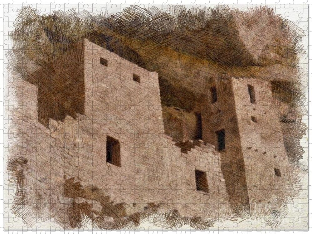 Ancient Ruins Jigsaw Puzzle featuring the photograph Abstract Mesa Verde by Debby Pueschel