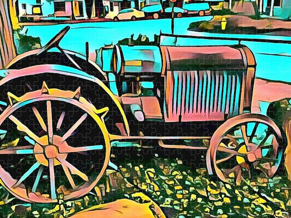 Tractor Jigsaw Puzzle featuring the digital art Abstract Tractor Los Olivos California by Floyd Snyder