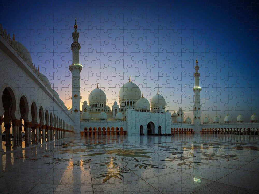 Abu Dhabi Grand Mosque Jigsaw Puzzle featuring the photograph Abu Dhabi Grand Mosque by Ian Good