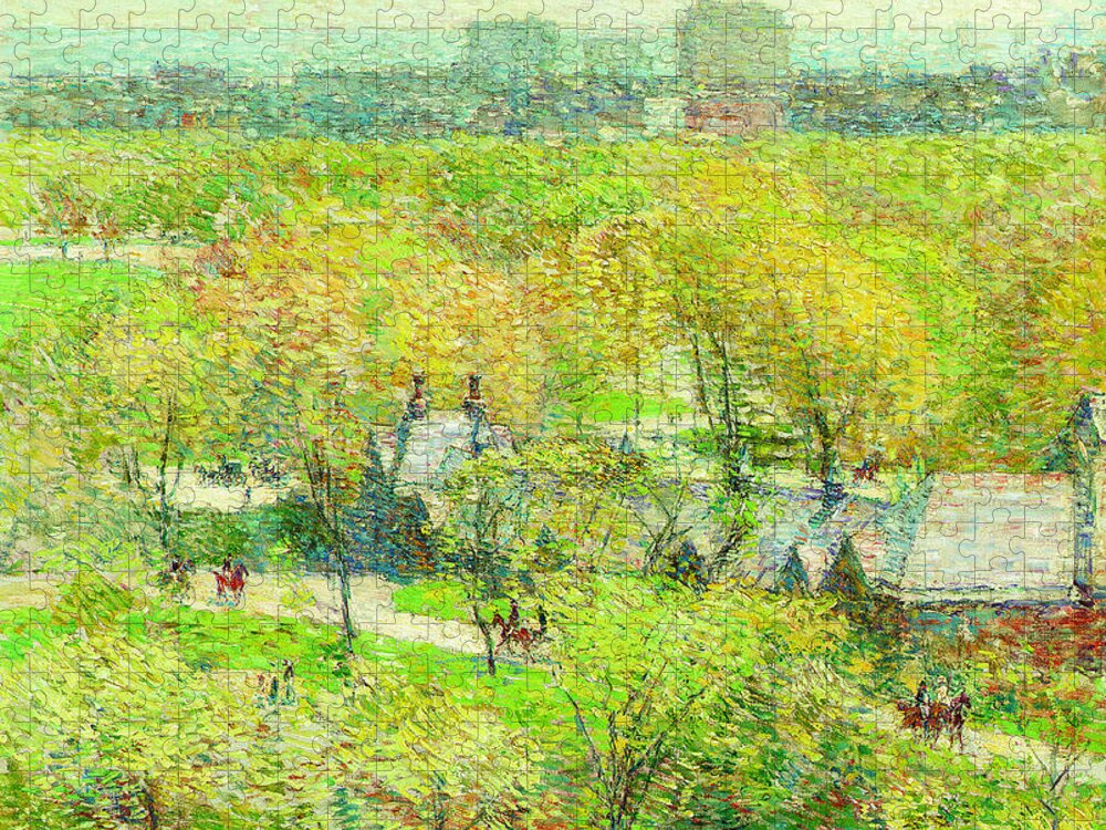 Across The Park Jigsaw Puzzle featuring the painting Across the Park by Childe Hassam