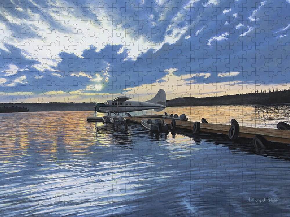 Plane Jigsaw Puzzle featuring the painting Adventure Awaits by Anthony J Padgett