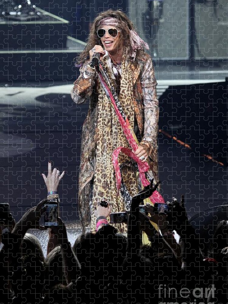 Lead Singer Jigsaw Puzzle featuring the photograph Aerosmith - Steven Tyler #2 by Concert Photos