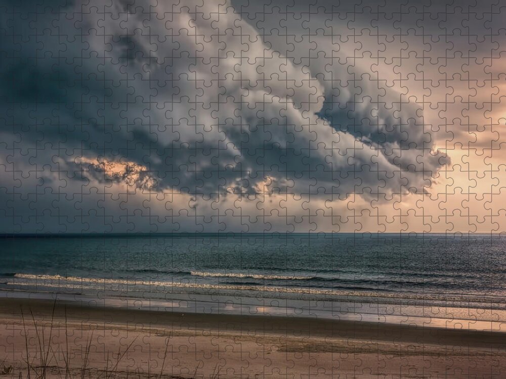 Beach Jigsaw Puzzle featuring the photograph Afternoon Thundershower by John M Bailey