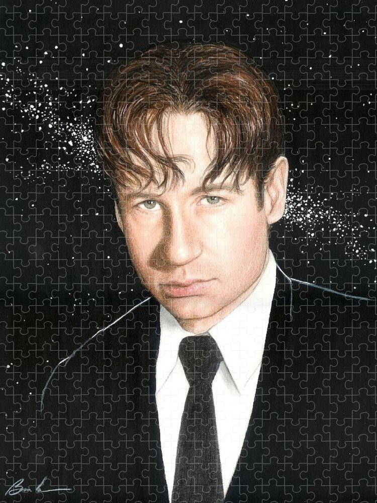 X Files Bruce Lennon David Ducouvney Art Tv Jigsaw Puzzle featuring the painting Agent Mulder by Bruce Lennon