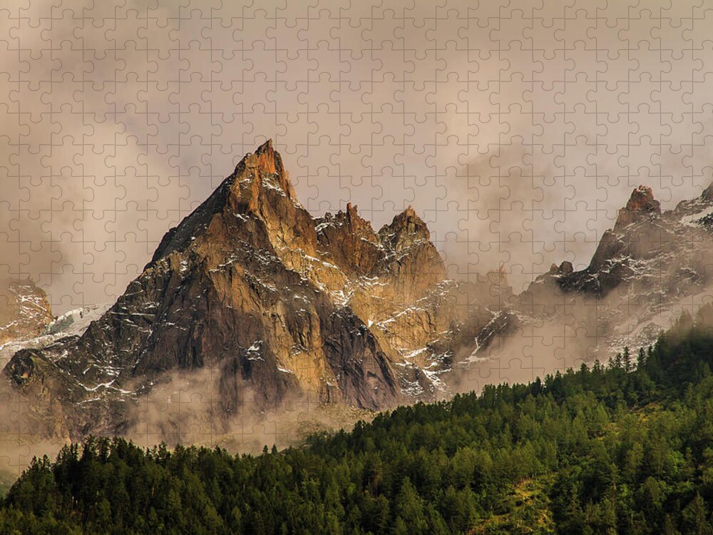 Mountain Landscape Jigsaw Puzzle featuring the photograph Aiguilles de Chamonix - French Alps by Paul MAURICE