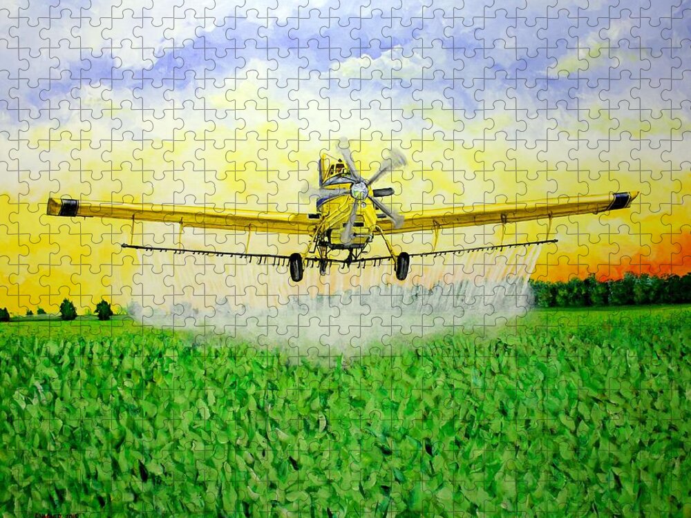 Air Tractor Jigsaw Puzzle featuring the painting Air Tractor Crop Duster by Karl Wagner