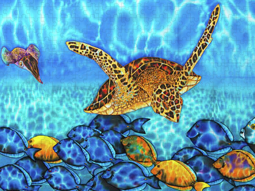 Sea Turtle Jigsaw Puzzle featuring the painting Akumal by Daniel Jean-Baptiste