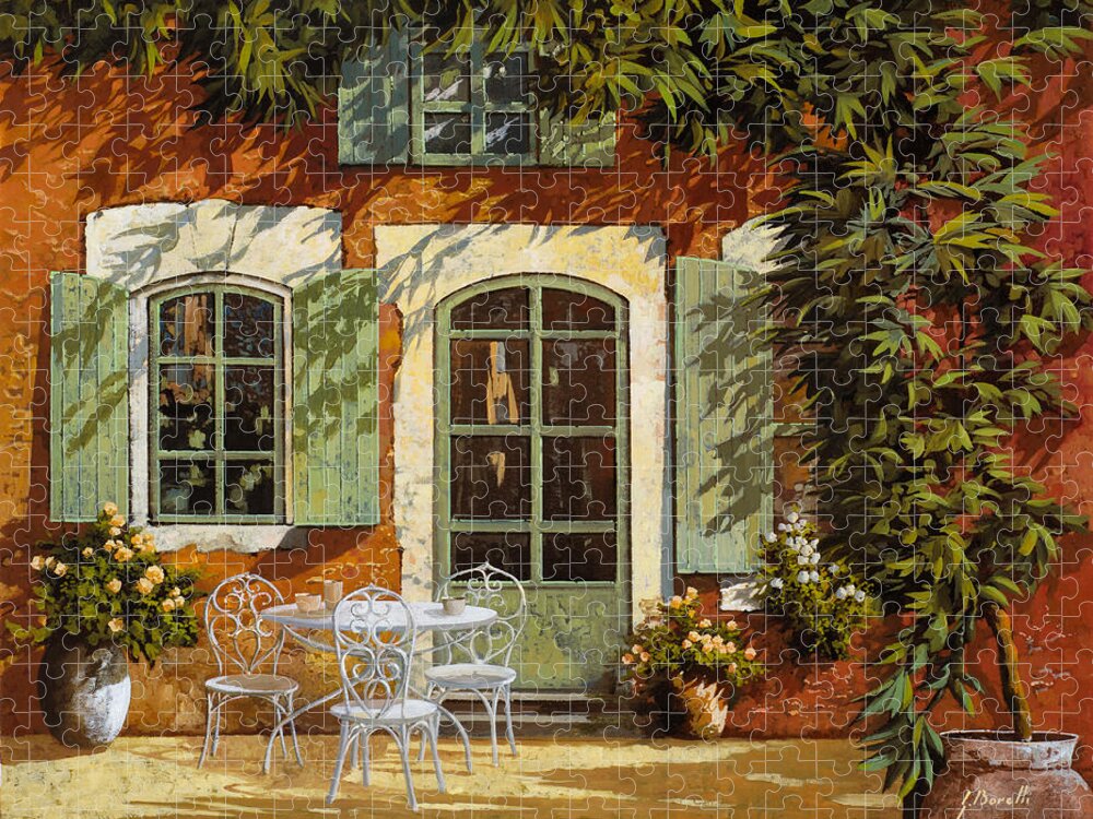 Landscape Jigsaw Puzzle featuring the painting Al Fresco In Cortile by Guido Borelli