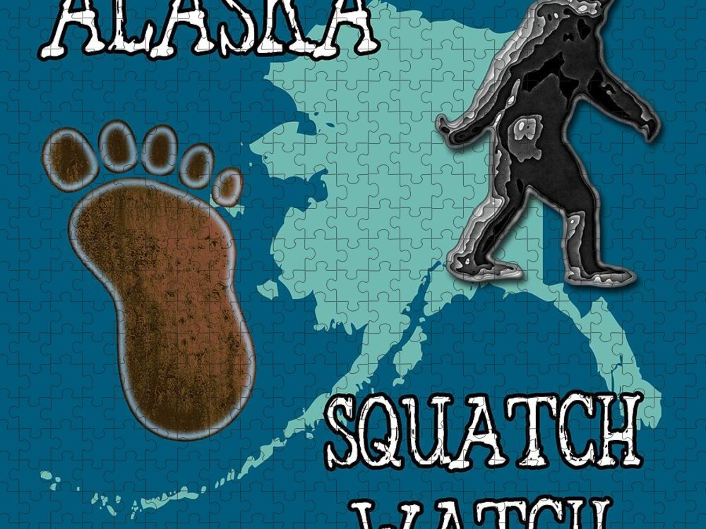 Alaska Jigsaw Puzzle featuring the digital art Alaska Squatch Watch by David G Paul