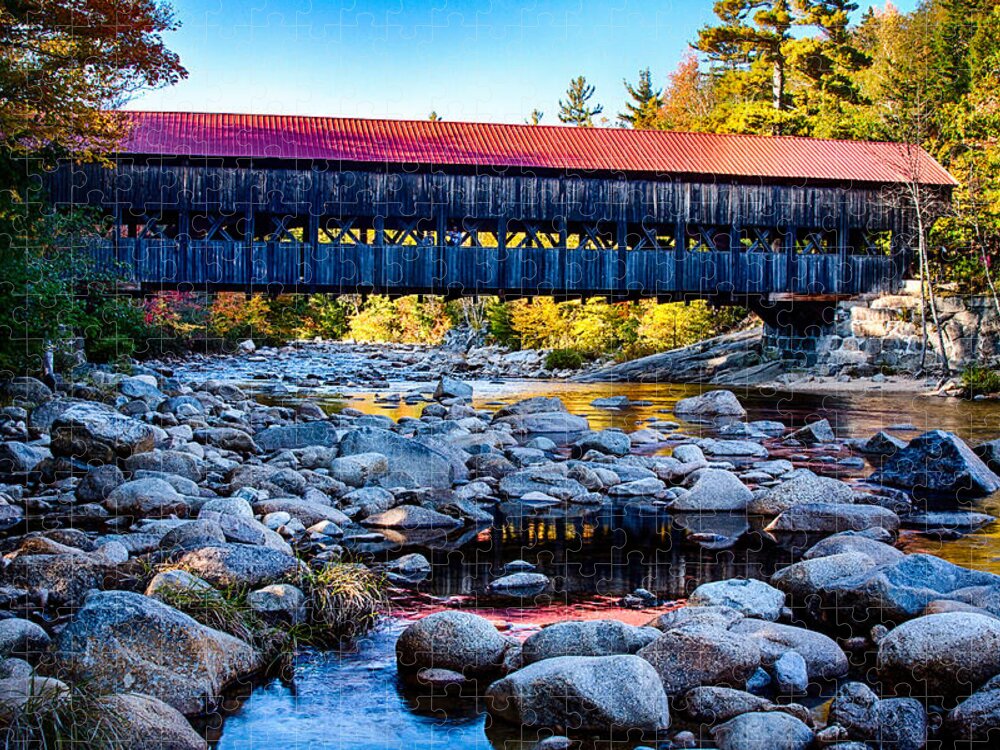 #jefffolger #vistaphotography Jigsaw Puzzle featuring the photograph Albany covered Bridge reflection by Jeff Folger