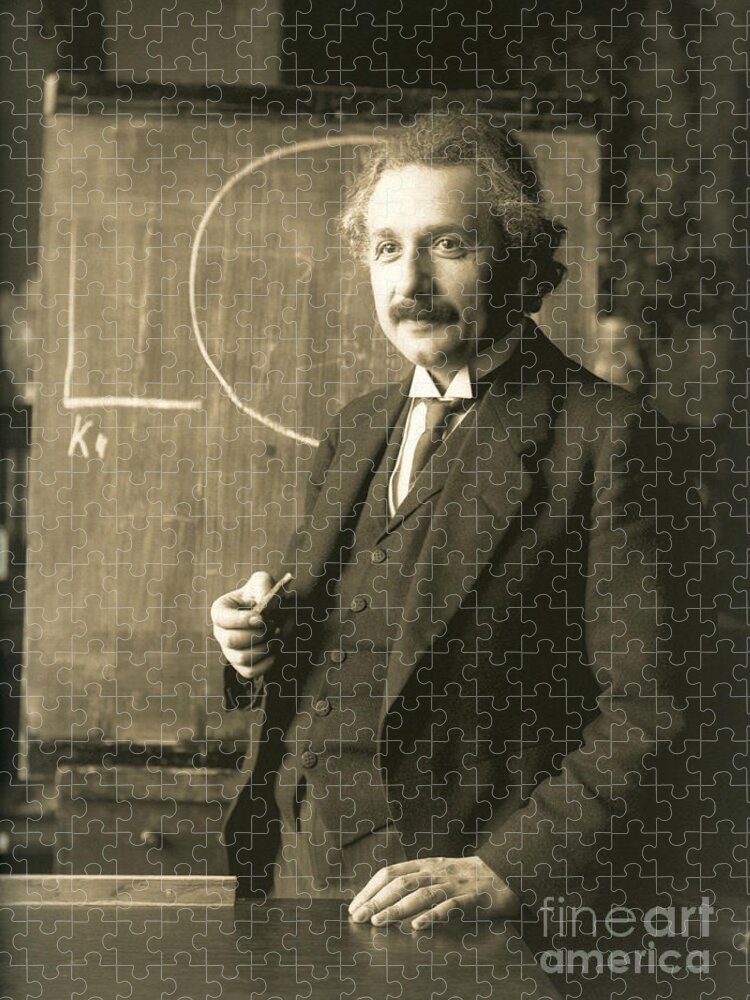 Science Jigsaw Puzzle featuring the photograph Albert Einstein, Lecturing In Vienna by Science Source